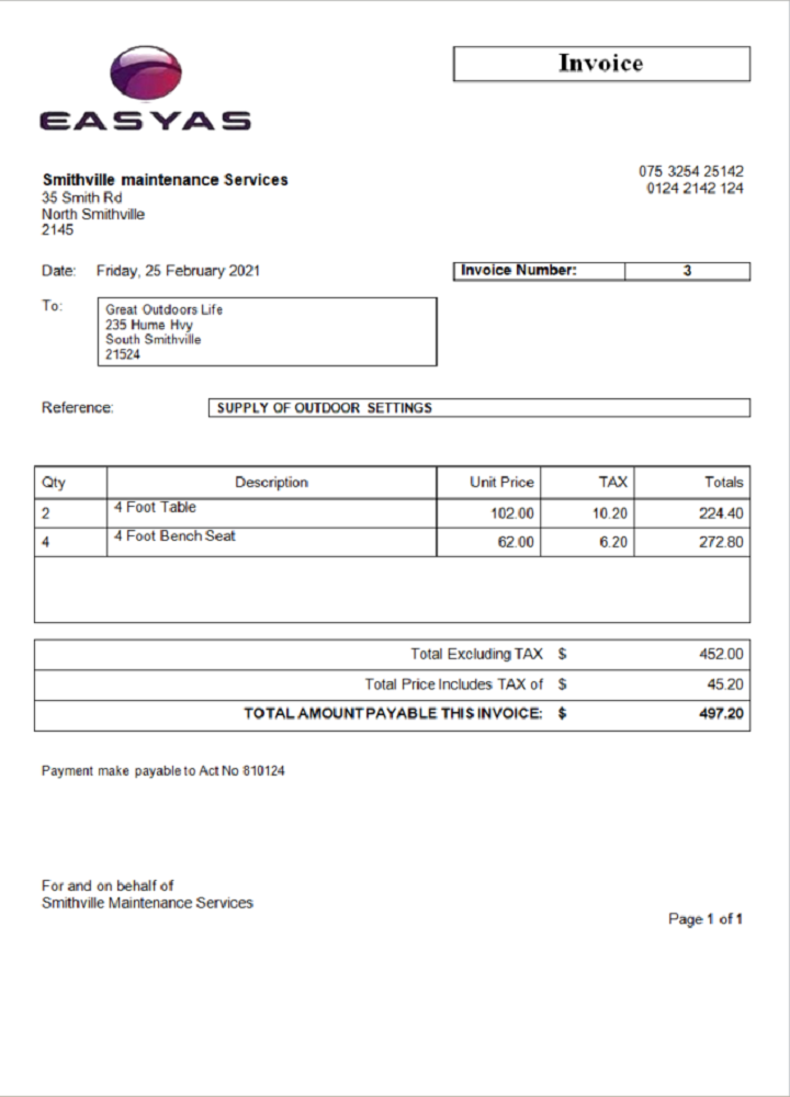 USA Easyas Driver Training invoice PSD template